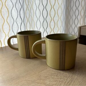 Hearth & Hand Yellow-Maize Ceramic Mugs with Brown Stripe - Set of 2